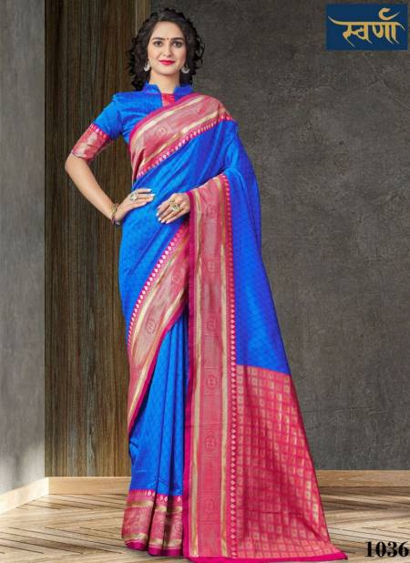 Blue Colour SVARNA SVARNA 6 Fancy Ethnic Wear Soft Silk Heavy Latest Saree Collection 1036